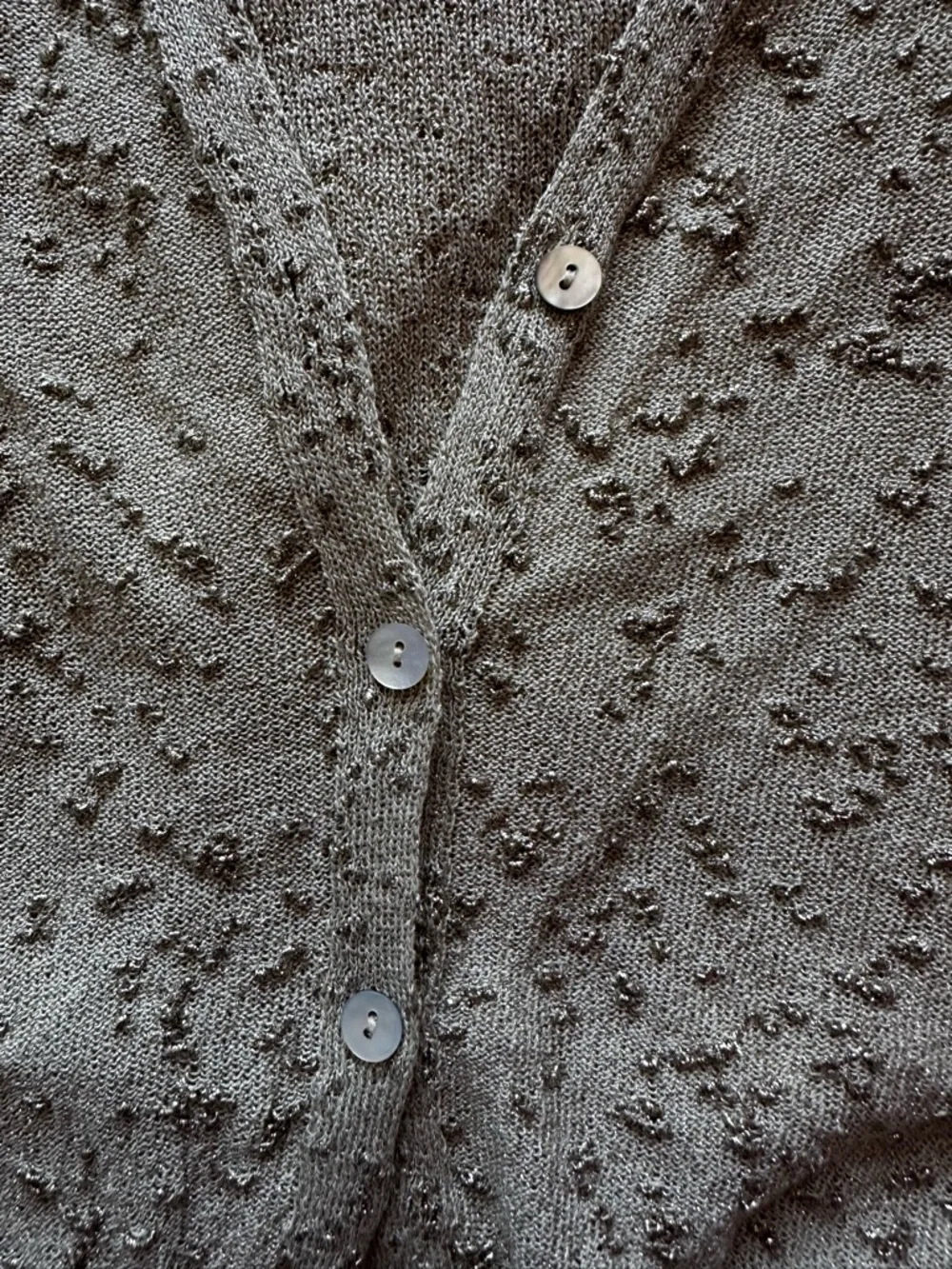 Zara Gold Metallic Cardigan Short Sleeve Button Front Textured Knit Top Size S - Picture 3 of 7